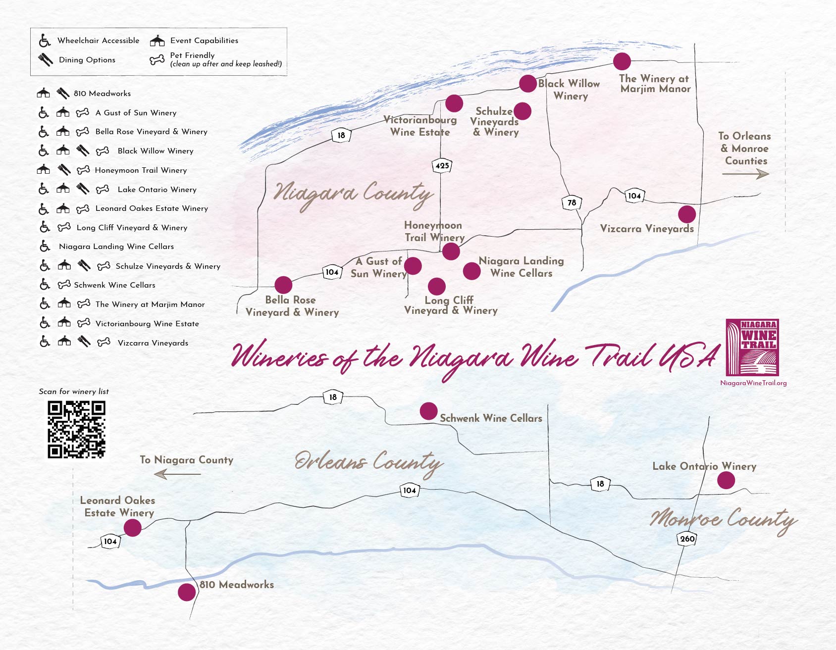 Map Niagara Wine Trail Usa 