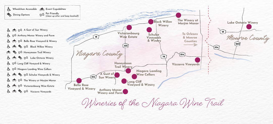 niagara wine trail 2023 map with winery locations